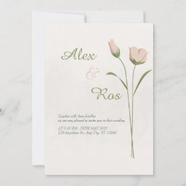 Elegante minimalistische bloemenbruiloft uitnodigi feestdagenkaart