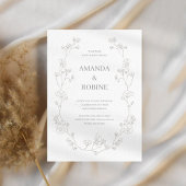 Elegante minimalistische bloemenbruiloft uitnodigi kaart