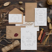 Elegante minimalistische bloemenbruiloft uitnodigi kaart