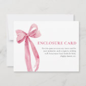Elegante minimalistische Blush Pink Bow Enclosure Kaart (Voorkant)