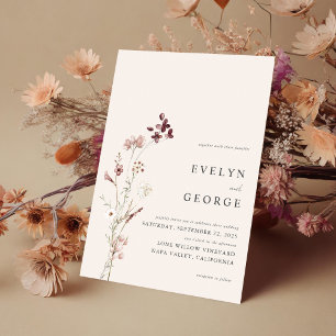 Elegante minimalistische Boho bloemenbruiloft Kaart