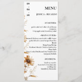 Elegante minimalistische Boho Wildflower Trouwtafe Menu (Voorkant)