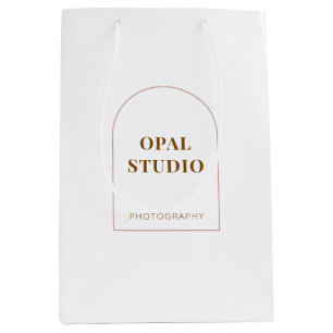Elegante Minimalistische Boog Crème Zakelijke Papi Medium Cadeauzakje