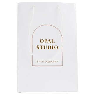 Elegante Minimalistische Boog Crème Zakelijke Papi Medium Cadeauzakje