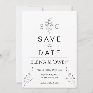 Elegante Minimalistische Botanische 'Save the Date
