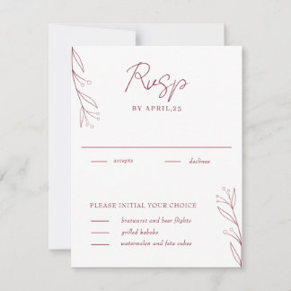 Elegante Minimalistische Botanische Wijnkaart Burg RSVP Kaartje