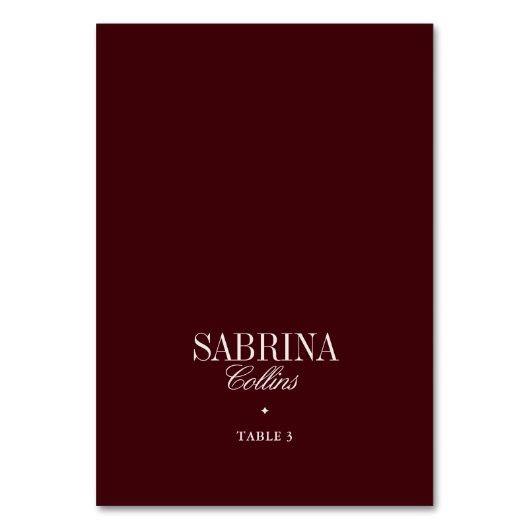 Elegante minimalistische Bourgondische trouwplaats Kaart (Voorkant)