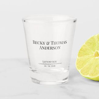 Elegante Minimalistische Bruid & Bruidegom Naam Tr Shot Glas