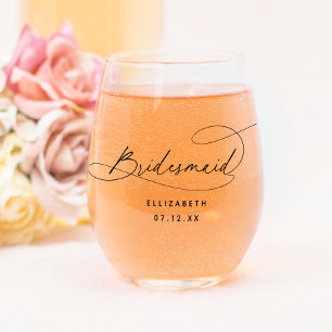 Elegante Minimalistische Bruidsmeisje Wijnglas Zonder Voet