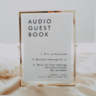 Elegante minimalistische bruiloft Audio Guestbook  Kaart