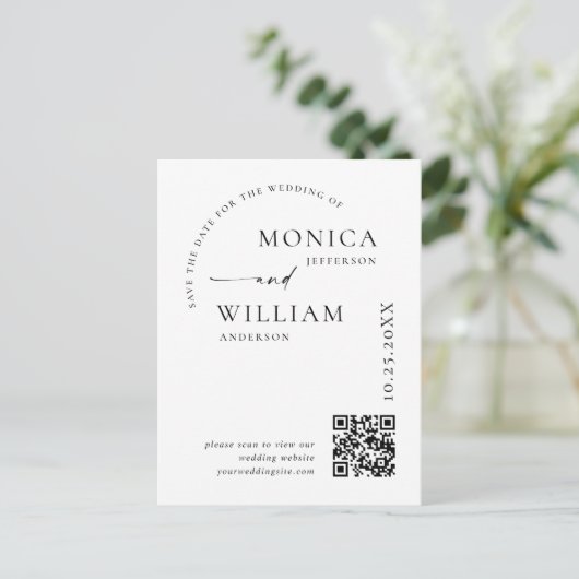 Elegante minimalistische bruiloft Bewaar de datum  Briefkaart (Staand voorkant)