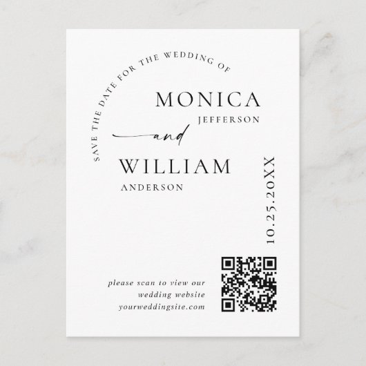 Elegante minimalistische bruiloft Bewaar de datum  Briefkaart (Voorkant)