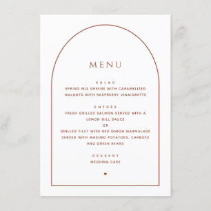 Elegante minimalistische bruiloft Boog Receptie Menu