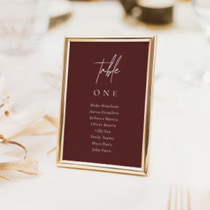 Elegante minimalistische bruiloft bordeaux zitgraf kaart