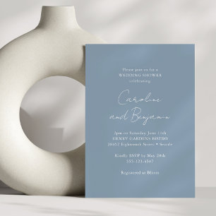 Elegante minimalistische bruiloft douche stofblauw kaart