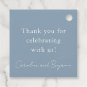 Elegante minimalistische bruiloft Dusty Blue dank  Bedankjes Labels (Achterkant)