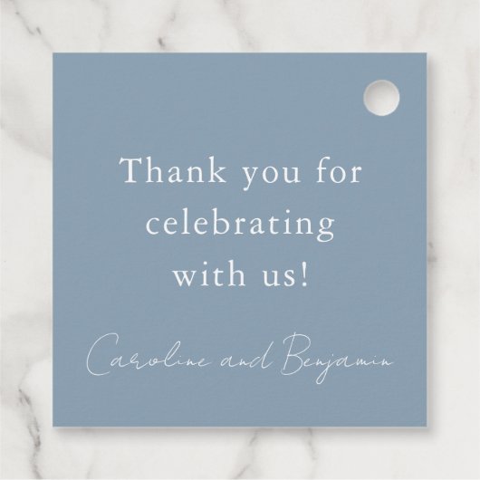 Elegante minimalistische bruiloft Dusty Blue dank  Bedankjes Labels (Achterkant)