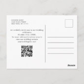 Elegante minimalistische bruiloft QR-code Bewaar d Briefkaart (Achterkant)