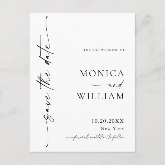 Elegante minimalistische bruiloft QR-code Bewaar d Briefkaart (Voorkant)