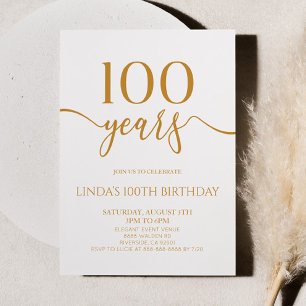 Elegante Minimalistische Champagne 100ste Verjaard Kaart