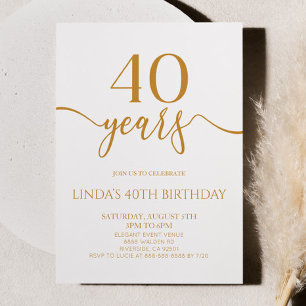 Elegante Minimalistische Champagne 40e Verjaardags Kaart