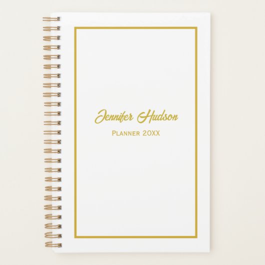 Elegante minimalistische chique witgouden weekplan planner (Voorkant)