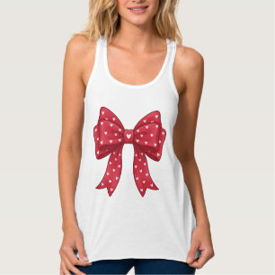 Elegante Minimalistische Coquette Rode Strik met H Tanktop