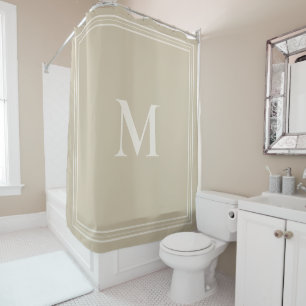 Elegante minimalistische crème Ivoor Monogram Douchegordijn