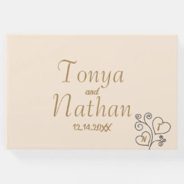 Elegante minimalistische crème wit bruiloft monogr gastenboek