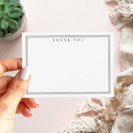 Elegante minimalistische dank u zwarte twee grens notitiekaartje