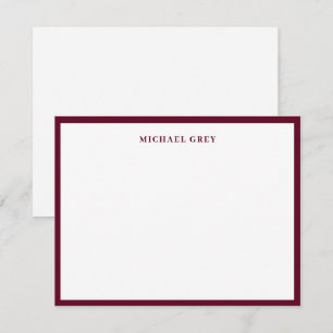 Elegante Minimalistische Donker Bourgondische Naam Notitiekaartje