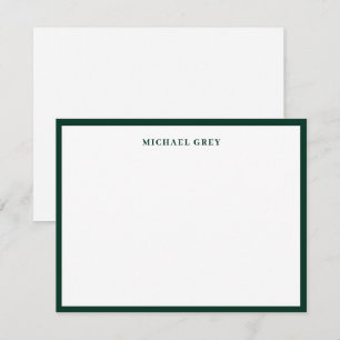Elegante Minimalistische Donkergroene Naam Rand Pl Notitiekaartje