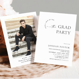 Elegante minimalistische één foto afstudeerfeest kaart