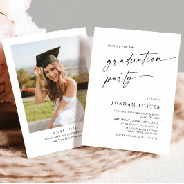 Elegante minimalistische één foto afstudeerfeest kaart
