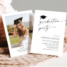 Elegante minimalistische één foto afstudeerfeest kaart