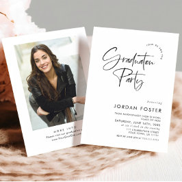 Elegante Minimalistische Eén FOTO Afstudeerfeest Kaart