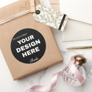 Elegante, minimalistische en strakke zwarte QR-cod Ronde Sticker