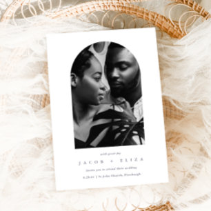 Elegante minimalistische foto boog bruiloft kaart