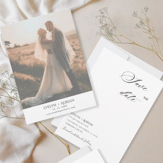 Elegante Minimalistische Foto Huwelijk Opslaan Dat Save The Date