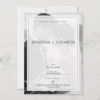 Elegante Minimalistische Foto Huwelijksuitnodiging Kaart