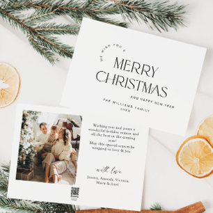 Elegante minimalistische foto Kerstmis groet Feestdagenkaart