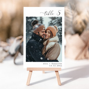 Elegante minimalistische foto trouwtafel nummer kaart