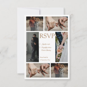 Elegante minimalistische fotocollage bruiloft RSVP Kaartje