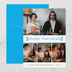 Elegante Minimalistische Gelukkig Hanukkah Familie Feestdagenkaart