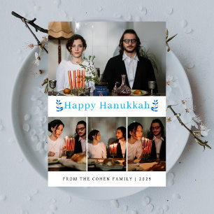Elegante Minimalistische Gelukkig Hanukkah Familie Feestdagenkaart