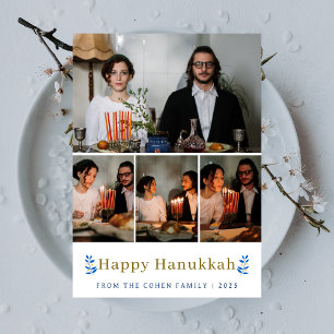 Elegante Minimalistische Gelukkig Hanukkah Familie Feestdagenkaart