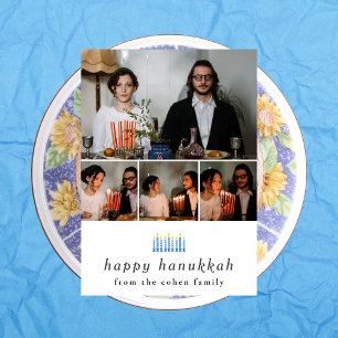 Elegante Minimalistische Gelukkig Hanukkah Familie Feestdagenkaart
