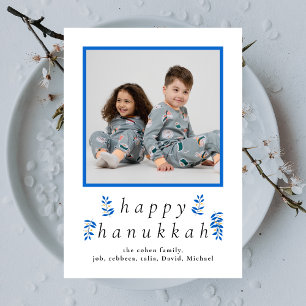 Elegante Minimalistische Gelukkig Hanukkah Familie Feestdagenkaart