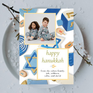Elegante Minimalistische Gelukkig Hanukkah Familie Feestdagenkaart