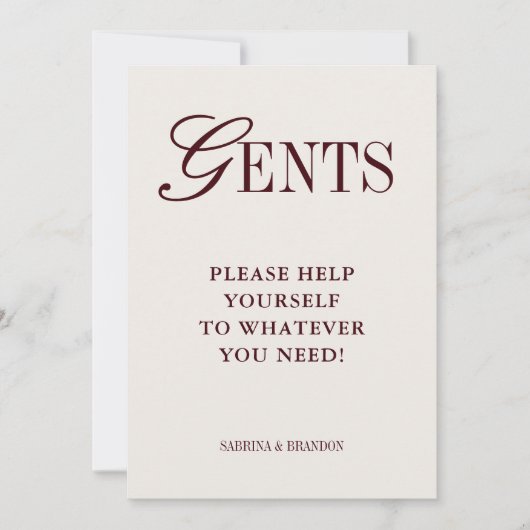 Elegante minimalistische Gents Badkamer Mand Teken Kaart (Voorkant)